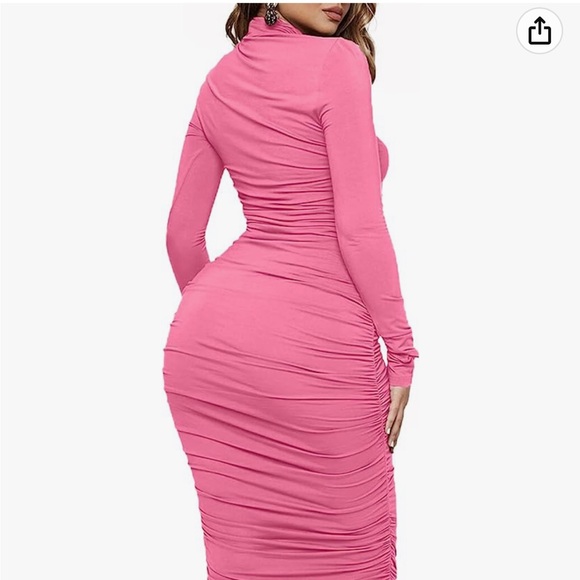 New Pink Turtleneck Bodycon Dress, Size Small - Picture 2 of 6